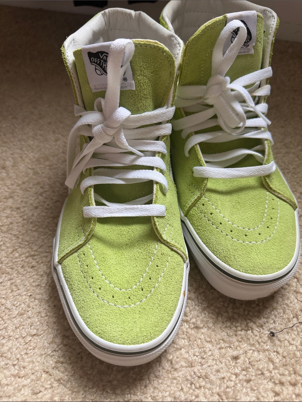 Vans Kids High-Top Sneakers in Lime Green and White
